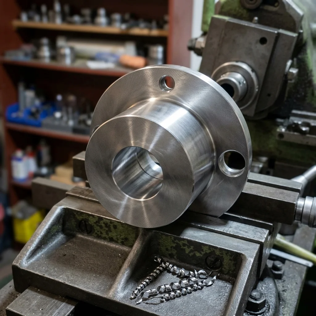 Brida con bocina industrial en torno paralelo